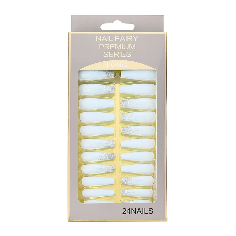 Wholesale False Nail Tip Ballet Long Fake Nails Full Cover Press On Artificial Fingernails Matte Frosted Gradient Design Nails