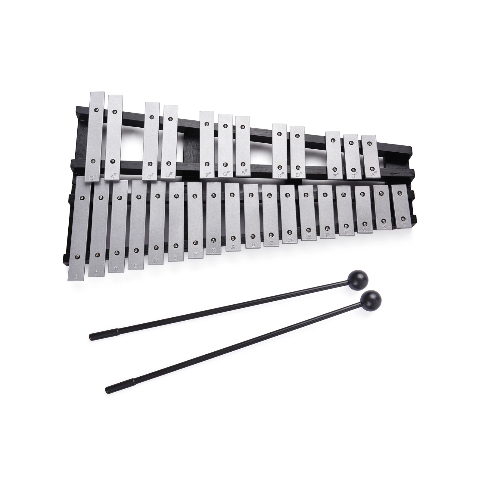 Metallophone Wooden Frame Aluminum Bars Percussion Instrument 30 Notes Glockenspiel Xylophone  with Carrying Bag