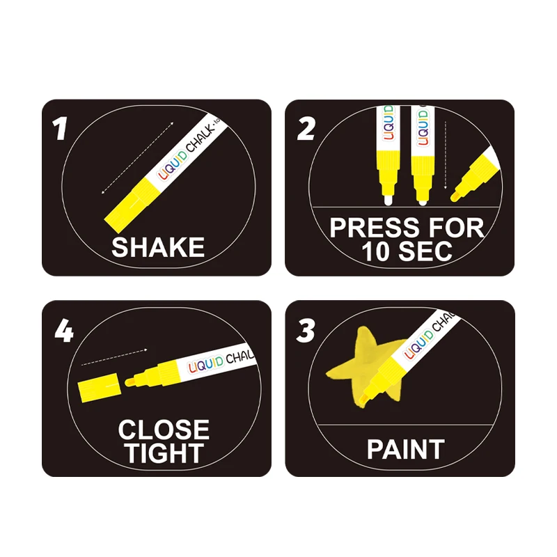 6 Color Liquid Chalk Marker Set Water-based Erasable Painting Toys for Kids Marking and Highlighting