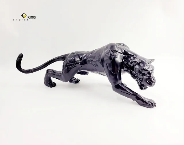 Copper black panther sculpture realistic style home decoration business gifts metal ornaments