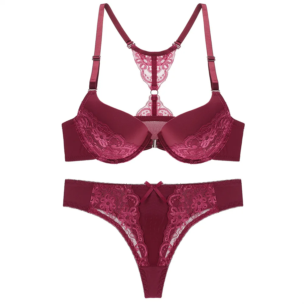 Thin Full Cup Sexy Lace Gathered Underwire Front Cross Bra Plump Women Big Boobs Plus Size Front Closure Bra