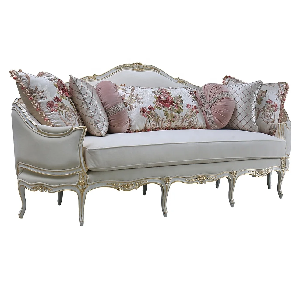 Italian design luxury traditional antique sectional wooden living room furniture sofa set