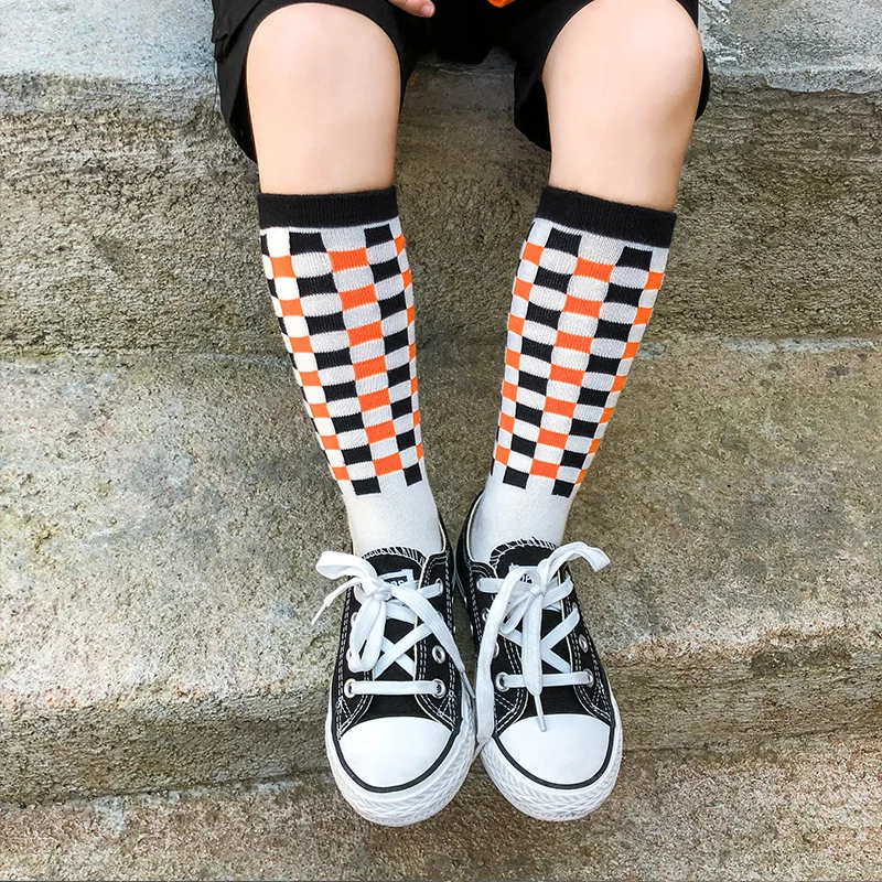 
Winter High Quality Cotton Long Checkered Socks for Kids 