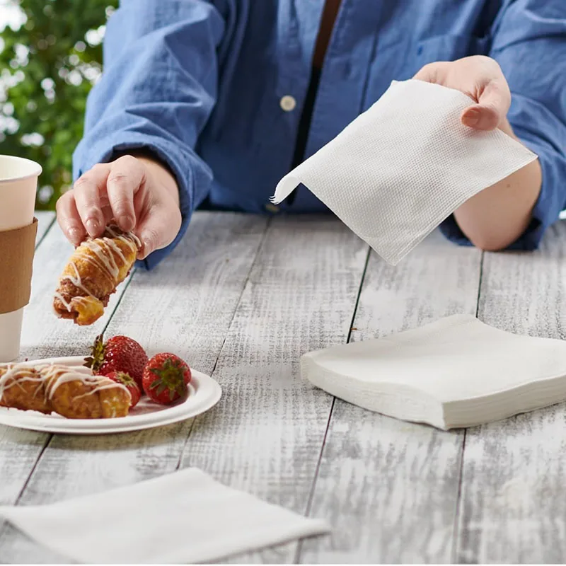 Disposable tissue paper for wedding beverage 1-ply absorbent printed cocktail paper napkins & serviettes white lunch napkins