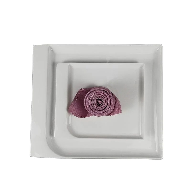 wholesale cheap porcelain square plate for daily use banquet hotel ceramic plate for hotel
