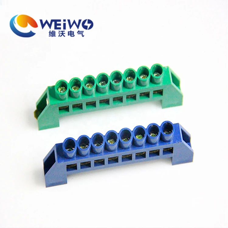 DIN Rail Connector 4ways brass bar earth terminal block with cover contacts