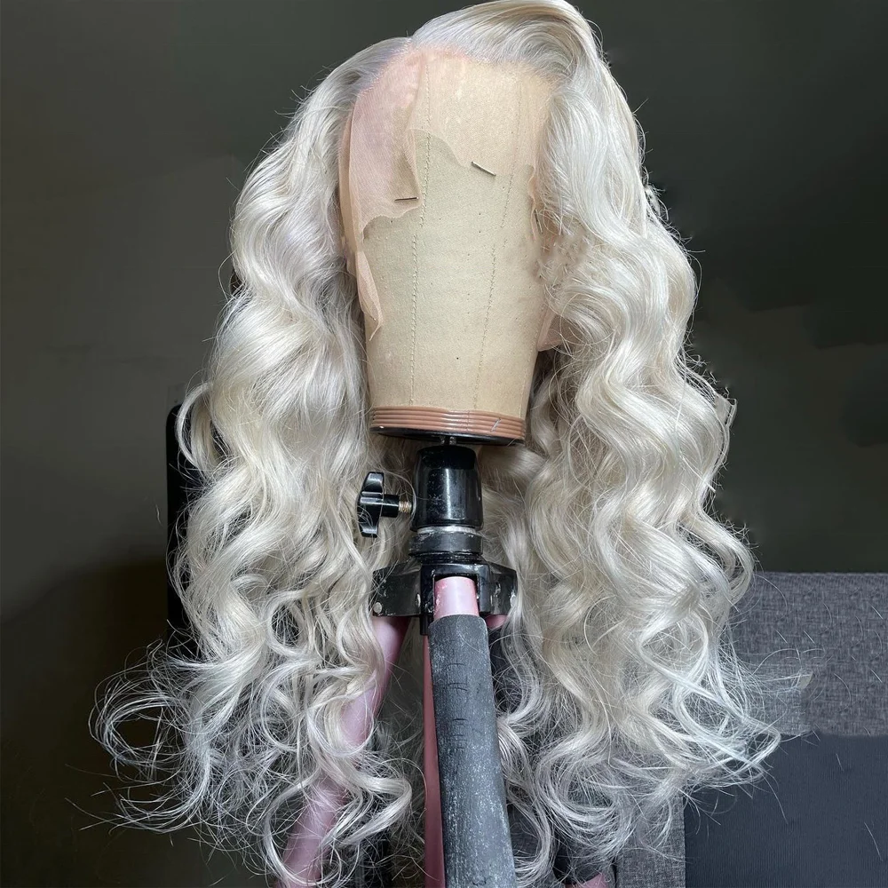 Snow White Full Lace Human Hair Wigs HD Loose Deep Wave Platinum Blonde 13x6 Lace Front Wig Virgin Human Hair