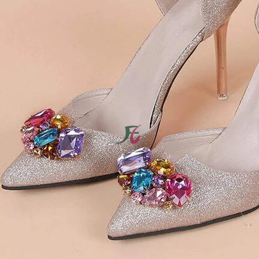 wholesale shoe flower metal alloy mix color rhinestone  shoe clip  shoe accessories for women