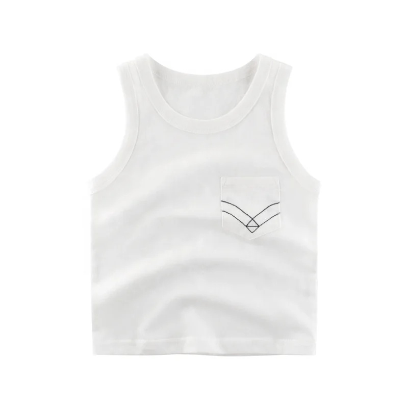 Wholesale Custom Design Children Clothes kid Singlet Summer Vest For Kids Boys Front Pocket Tanks Top Sleeveless T-shirt