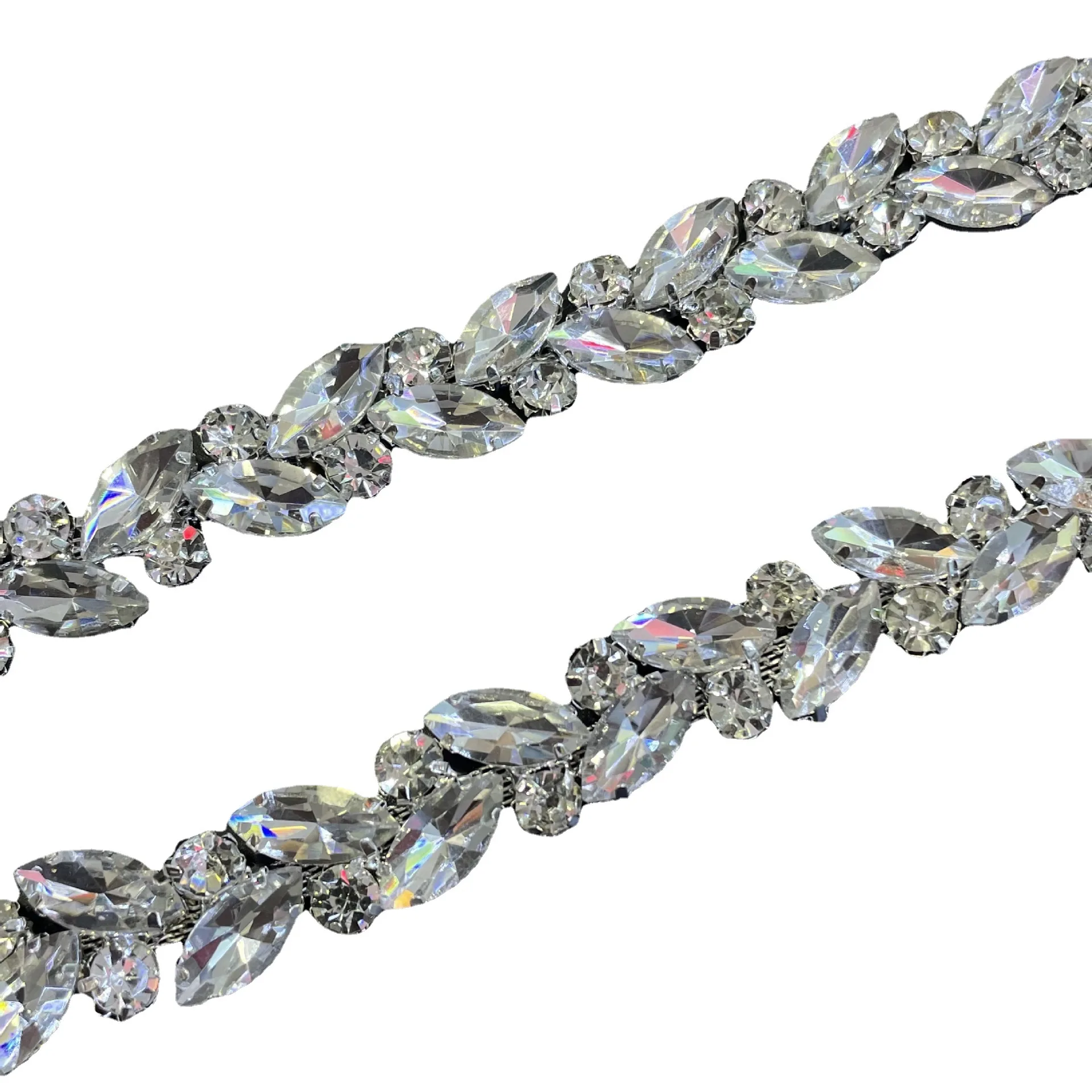 Crystal Rhinestone Chain Trimming Garment Decoration Chain for Clothing Bling Decorative Rhinestone Glass Crystal Applique Shoes