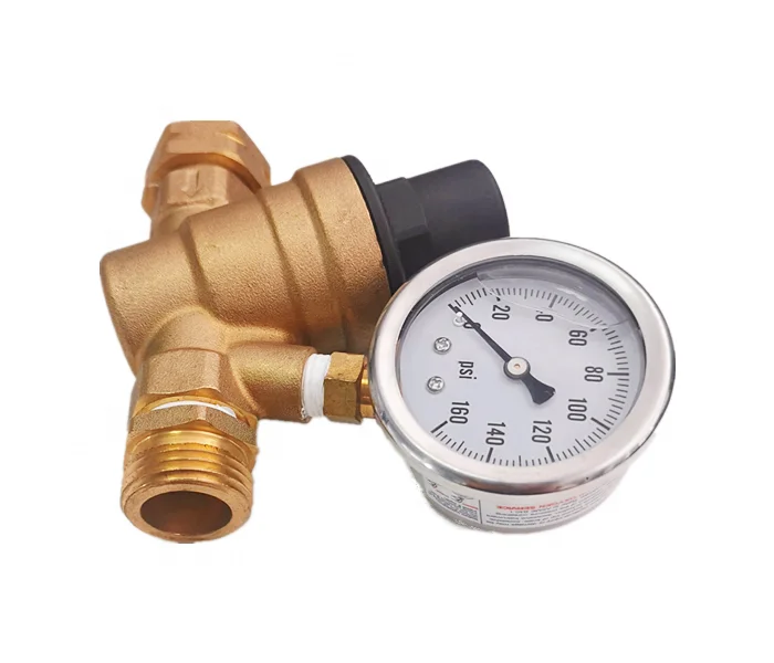 3/4 NH-11.5 RV Lead Free Brass Water Pressure Regulator With Pressure Gauge garden using