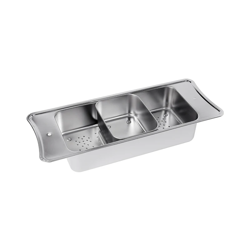 Multifunction enlarge stainless steel kitchen deep perforated vegetable fruit removeable washing sink drain basket kitchenware