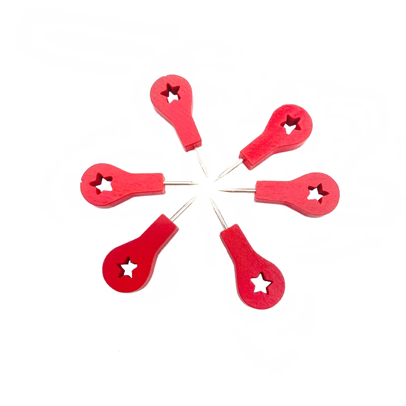 Red Star Creative Wood Push Pins Decorative Map Thumb Tacks for Travel Hanging Art Picture Photo