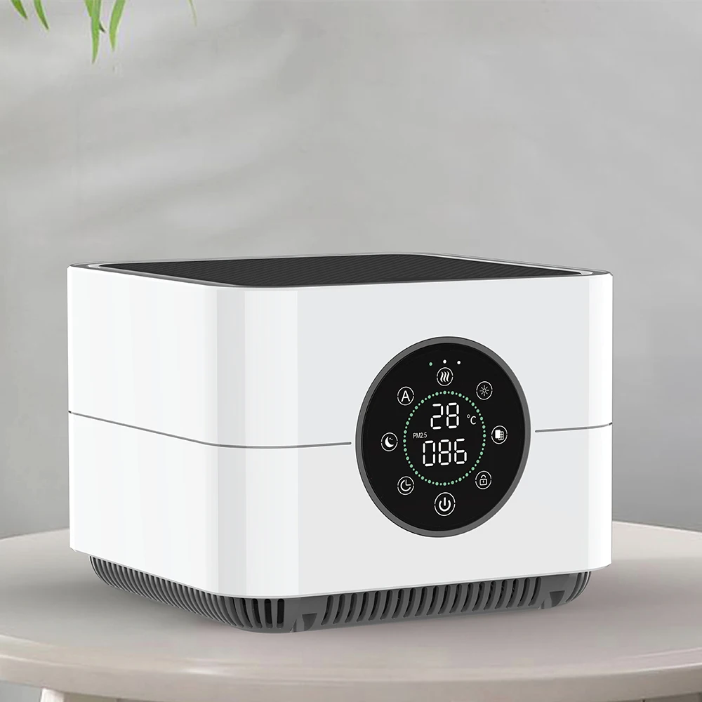 Desktop Air Purifier 1-12hr Timer 4 Fan Speeds HEPA Filter H14 Air Quality Display Type-C USB Port Portable Installation US Plug