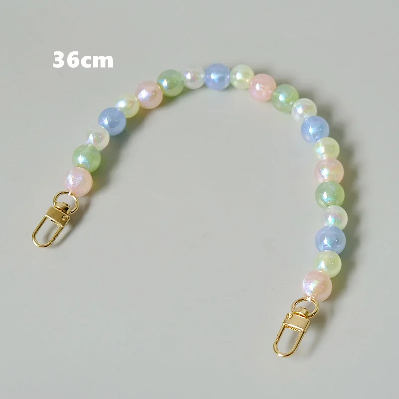 New custom colorful  cross body acrylic pearl Chain Decorative Metal Chain Decorative Hanging Chain bag straps bag handle