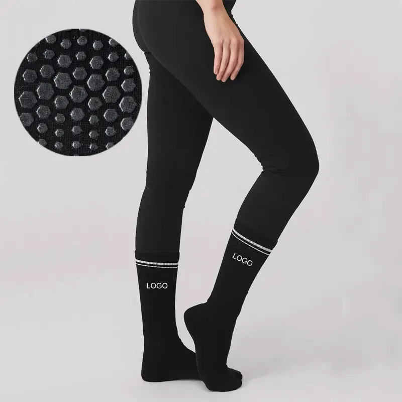 Seamless Custom Logo Grip Barre Trampoline socks Ankle Pilates Non Slip Yoga Socks Lulu compression tube crew Socks