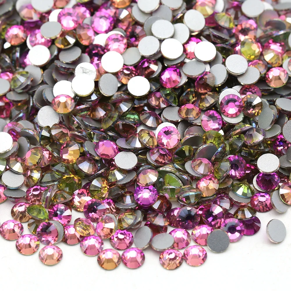 Wholesale Over 120 colors SS2-SS40 Multi sizes Red Volcano Glass Rhinestone Flat Back Rhinestone Bulk For Nail Cup DIY