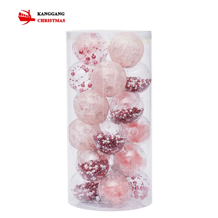 24pcs/box New Style Christmas Decoration Supplies 6cm Large Plastic Color Pattern Foam Particles Christmas Balls