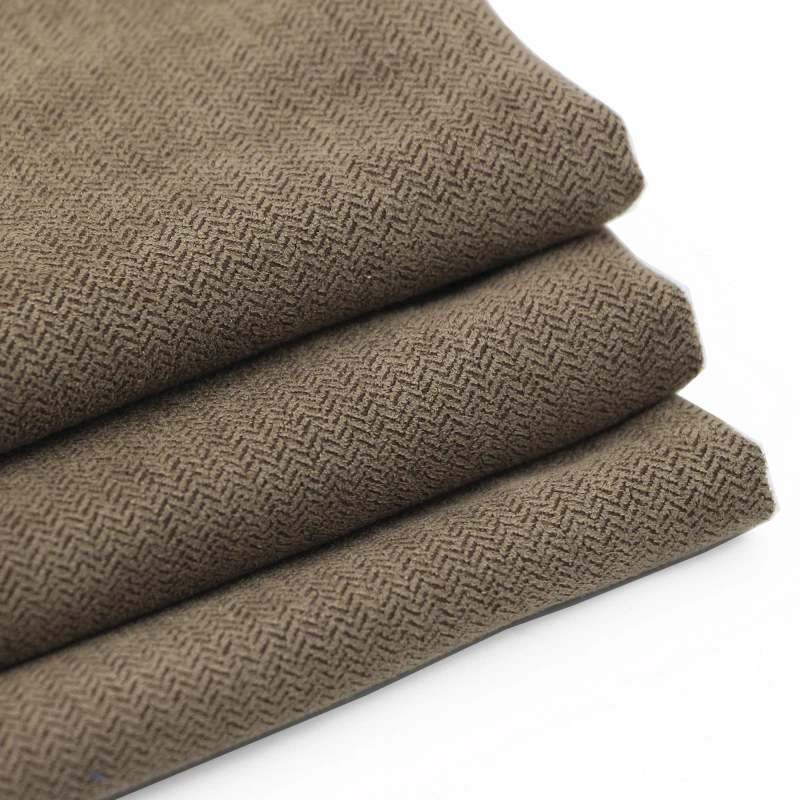 Custom Home Textile Dobby Jacquard Herringbone Pattern Microfiber Napping Fabric