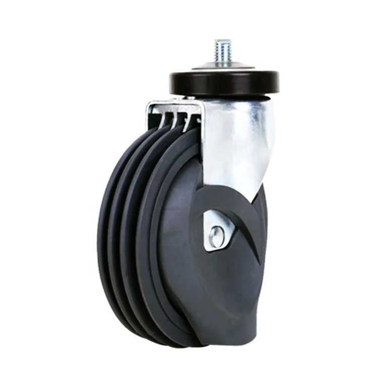WBD supermarket shopping cart replacement escalator caster threaded stem pu swivel caster wheels