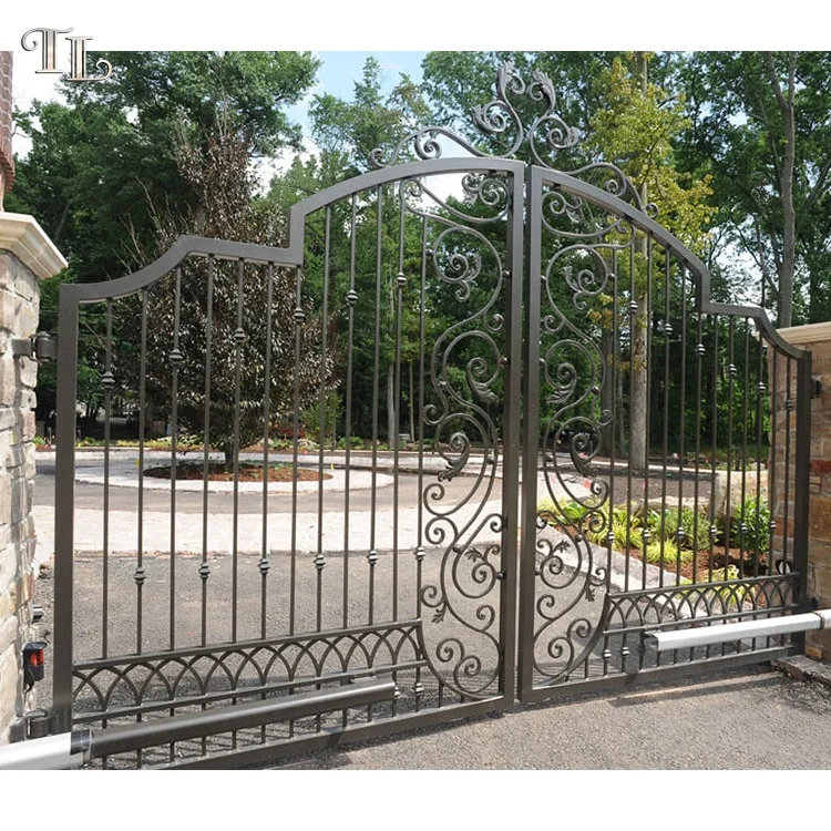Wrought iron entry gate high quality wrought iron gate design metal driveway garden gate
