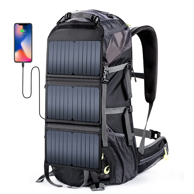 68L 20W/6V Solar Charger Backpack Waterproof With Solar Panel Charger For Hiking Camping Travel