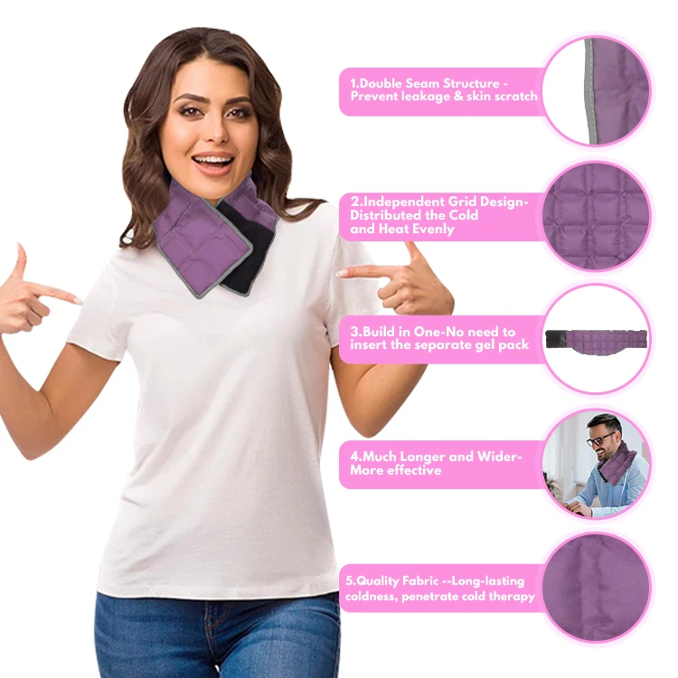 World-Bio Purple Compression Wrap Hot & Cold Cyrotherapy Heating Pad Moist Heat Pack for Effective Neck & Shoulder Pain Relief