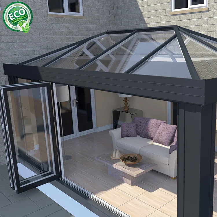 Low-E Glass Protection Sun Room Customization Sunroom Glass House,Prefabricated Aluminium Conservatory For Backyard