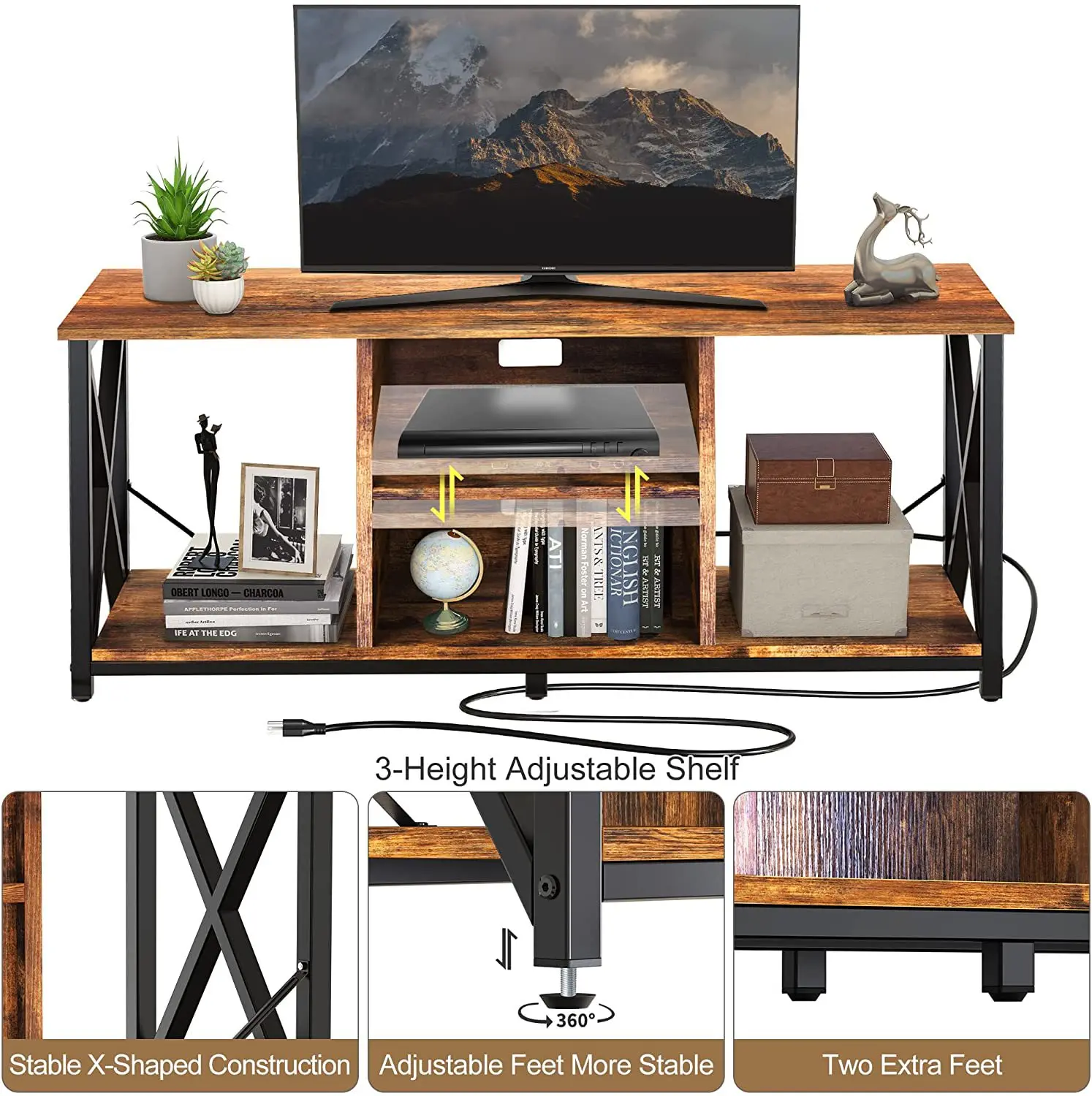 Home Living Room Console Table TV Stand Furniture Wooden Simple TV Stand Wood TV Shelf Cabinet