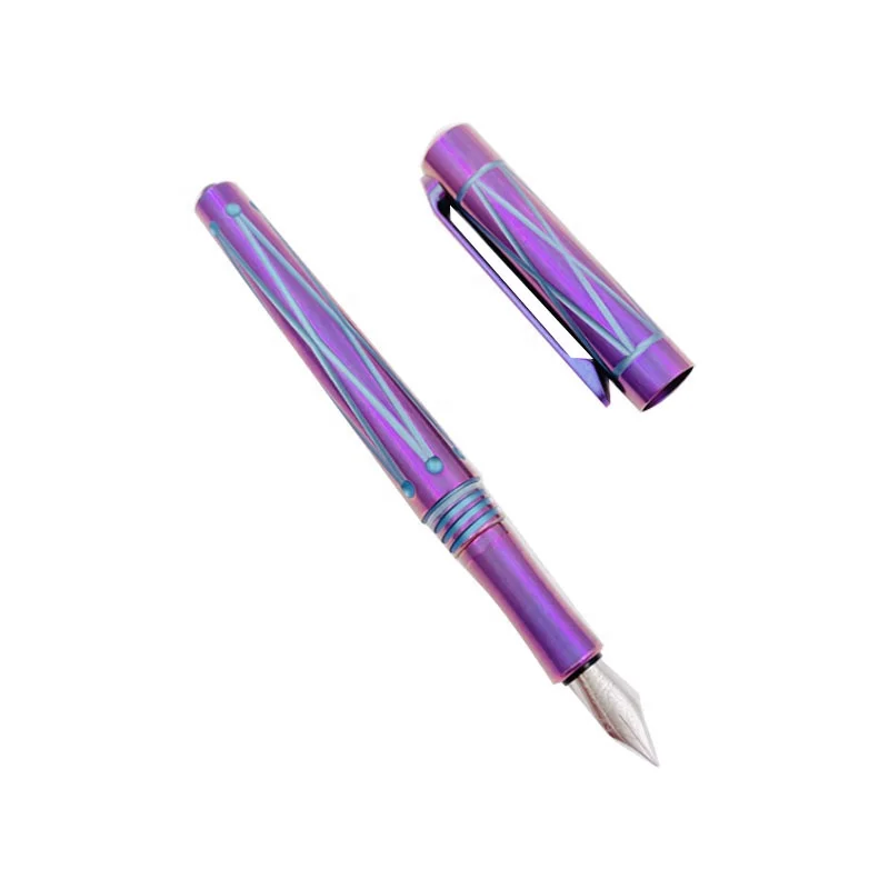 Titanium Fountain Pen Extra Fine Nib Classic Design with Converter and Metal Pen Box