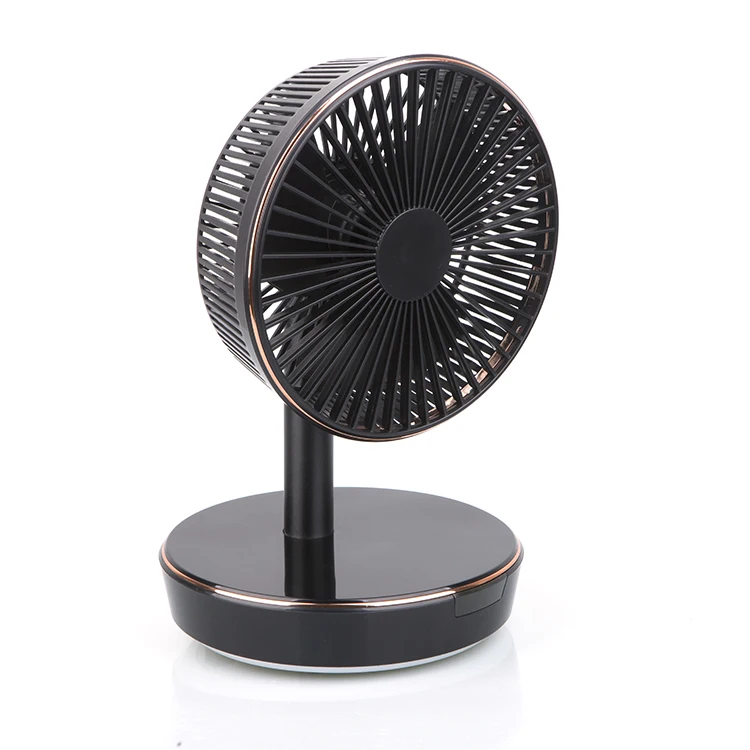2020 new adjustable table fan with night lights with different brightness rechargeable fan with stand
