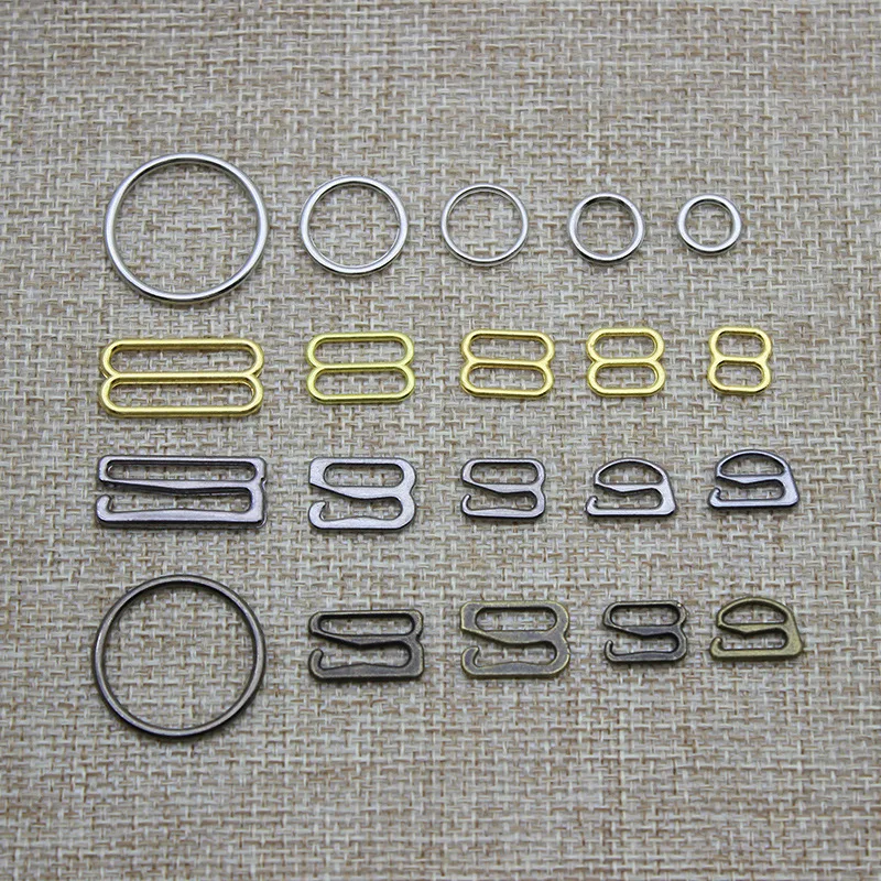 Wholesale ECO-Friendly Nick-Free Gold Plated Swimwear Buckles 6mm 8mm 10mm  Bra Ring And Strap Adjuster Slider