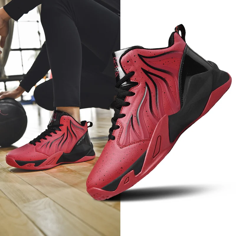 New Men Red High Quality Adult Basketball Shoes Non-slip Sneakers Men Street Master Outdoor Wearable Basketball Sports Shoes