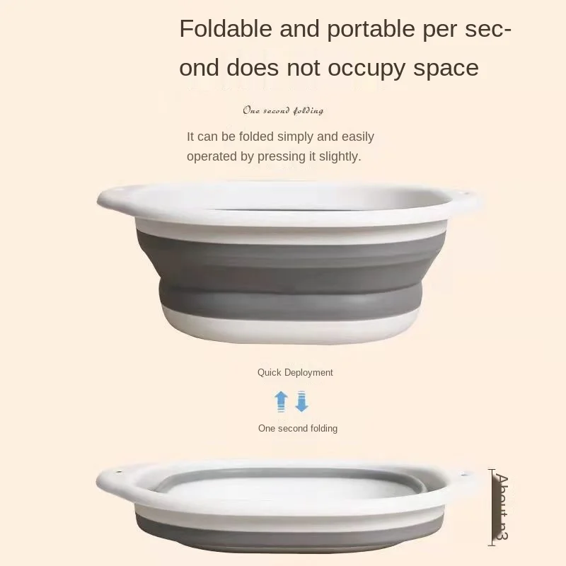 Multifunctional silica gel mobile outdoor plastic large and small folding washbasin