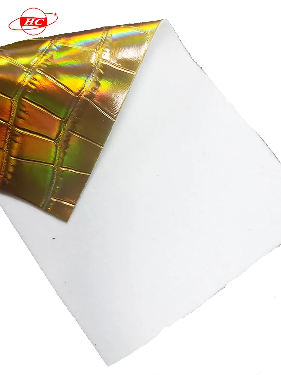 PU leather Laser Crocodile pattern customized 1.0mm leather pu synthetic leather for bags, backpacks