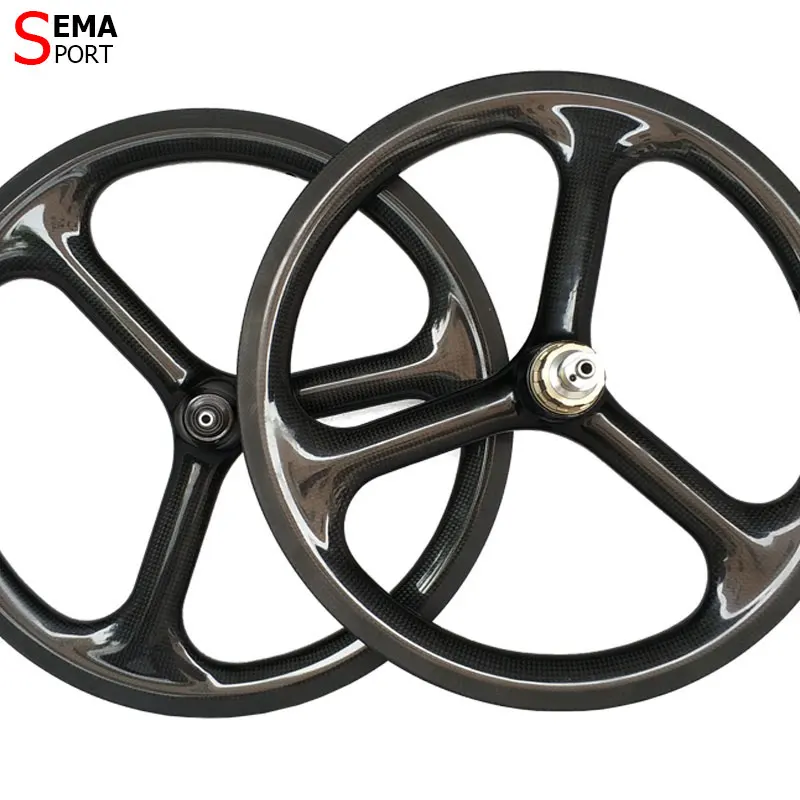 349HV3-TS все ручной работы Toray Carbon 74/112 мм V дисковый тормоз 3 Спицы Тайвань Hubsmith складной велосипед Trispoke Wheel