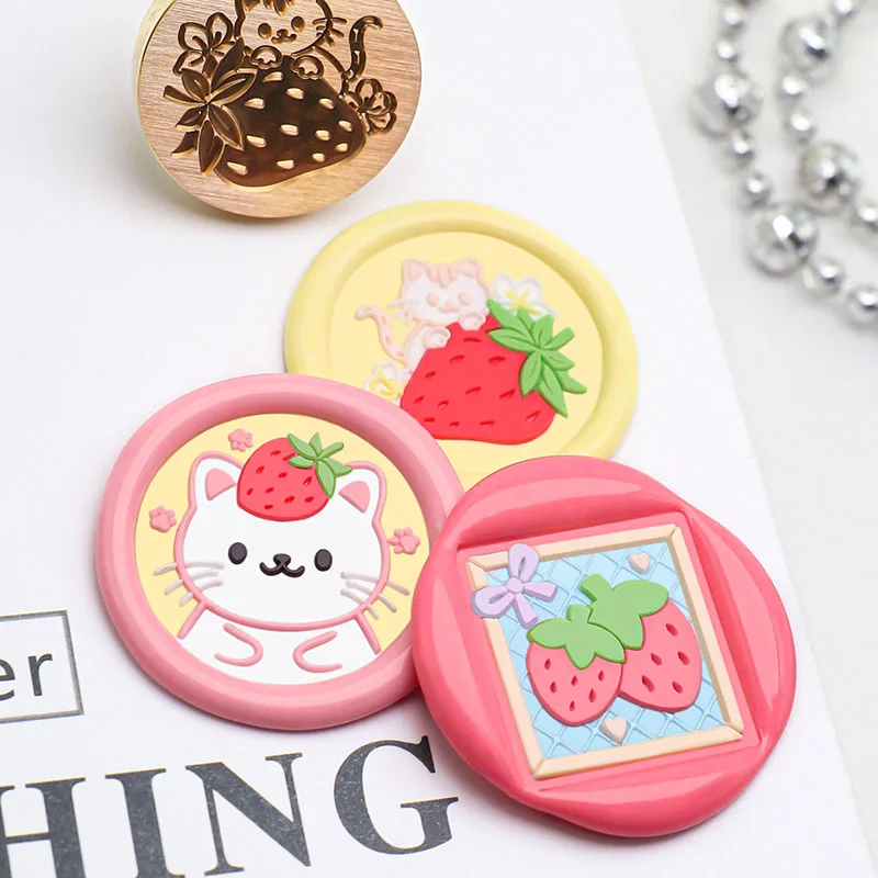 Hot Sells Strawberry Series Strawberry Ice Cream Cake Strawberry Jam Wax Seal Stamp Head