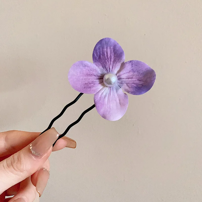 Korean Style Pearl Petal Hairpin Summer Handmade Women Hair Accessories Hot Selling Hawaiian Flower Hairpin