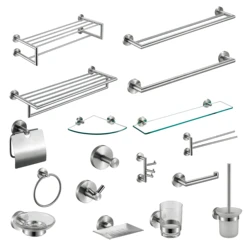 Square Washroom Decoration Stainless Steel Matte Black Bath Bathroom Accessories Set