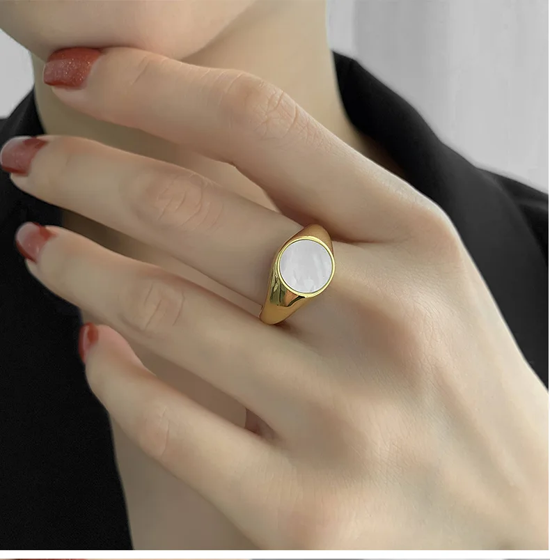 Geometric brass ring gold plated non tarnish jewelry fashion korean jewelry 2022 trendy dainty vintage gold rings for women