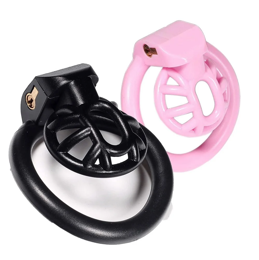 Mini Chastity Lock Male with 4 Sizes Rings and Keys Lightweight Resin Chastity Device Adult Sissy Sex Toy Slave Bondage Devices