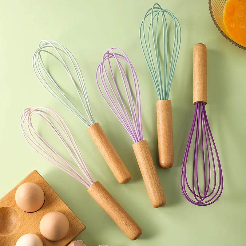 Multi-Color Mini Silicone Kitchen Whisks with Stainless Steel Handles Blending Stirring Whisking and Beating