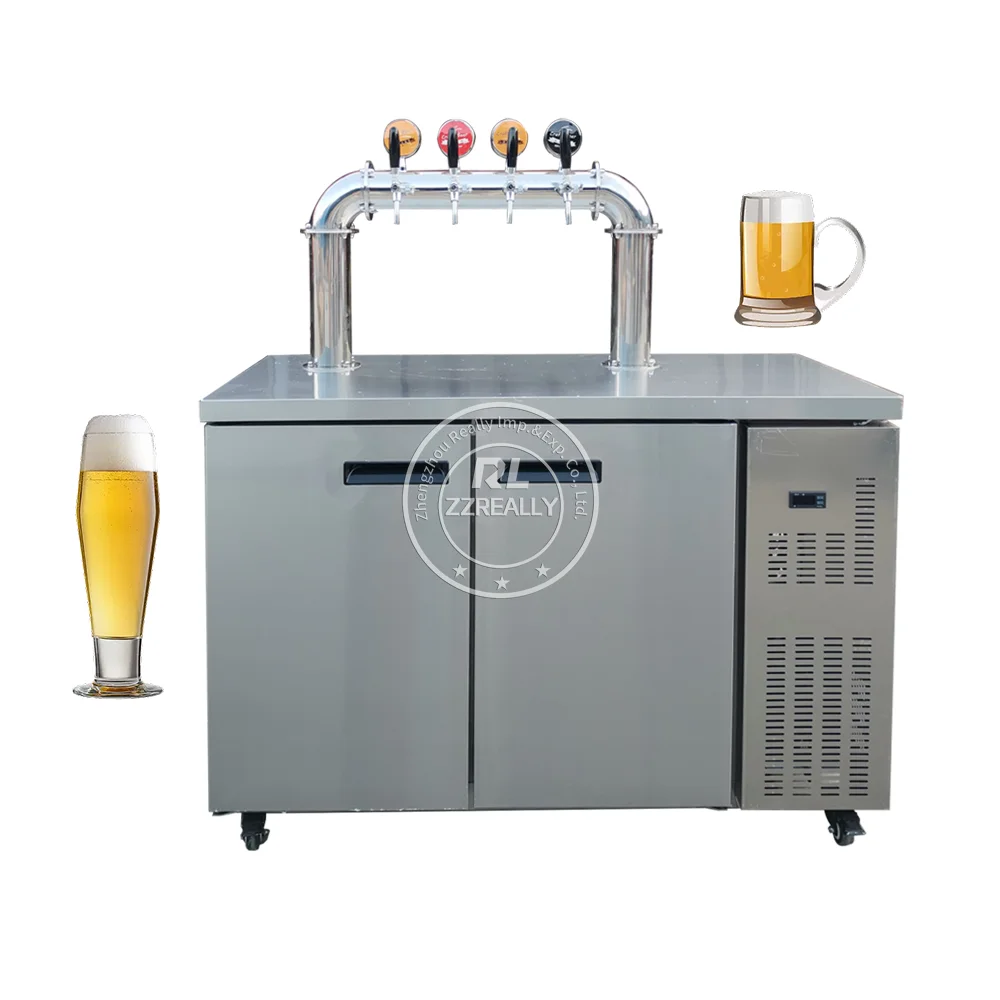 2024 Cold Drink Dispenser With Ice Container Stainless Steel Beer Tower Beverage Dispenser Machine With Stand And Spigot For Par
