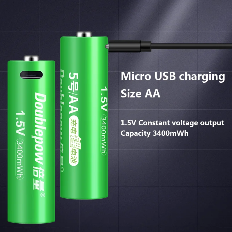 Новая функция Micro USB для зарядки 1 5 v 3400mwh литий-ионный перезаряжаемого ni-cd
