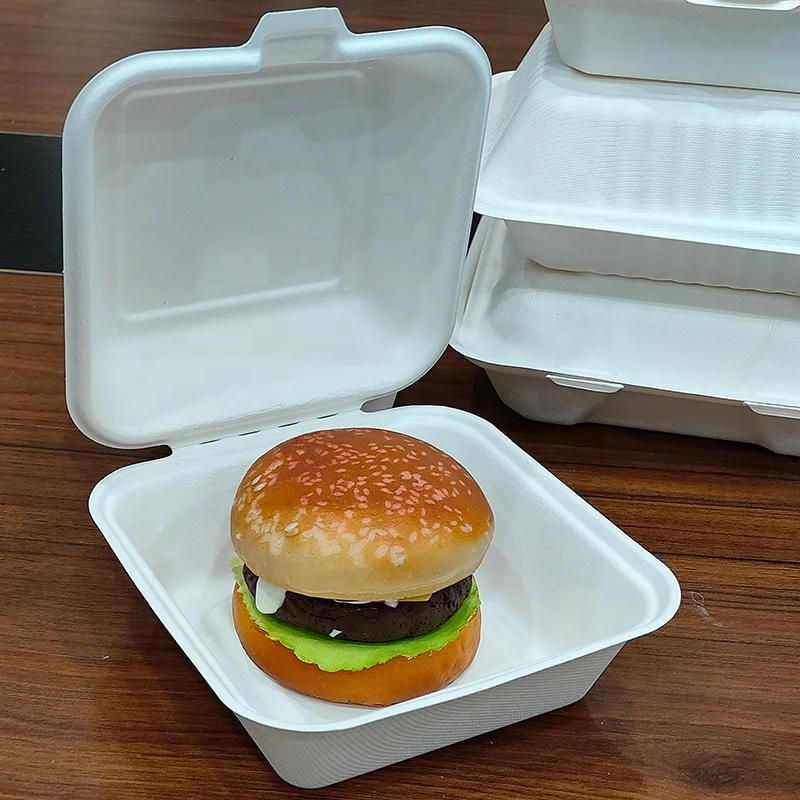 Eco-Friendly Food Grade Biodegradable Sugarcane Bagasse Box Factory Price take away bento lunch food container box