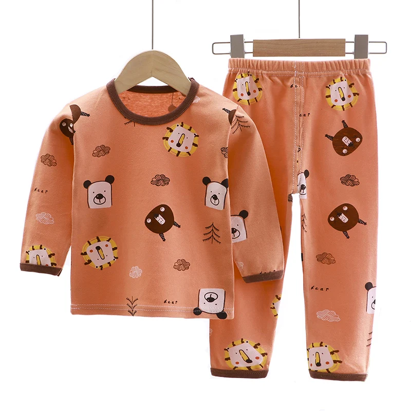 Детские подштанники, детский хлопковый свитер пижамы для мальчиков и девочек Домашняя одежда комплект нижнего белья из хлопка для малышей, оптовая продажа