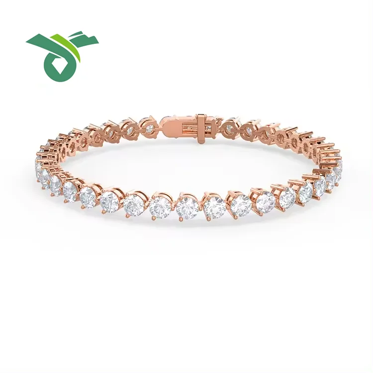 Slz Authentic 18K Gold Diamond-Inspired Tennis Bracelet Laboratory-Grown Diamond New Luxury Charms