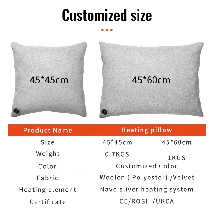 Anjuny Usb Heating Device Heated Chargeable Throw Pillow With Nano Sliver Heating Pad Outdoor