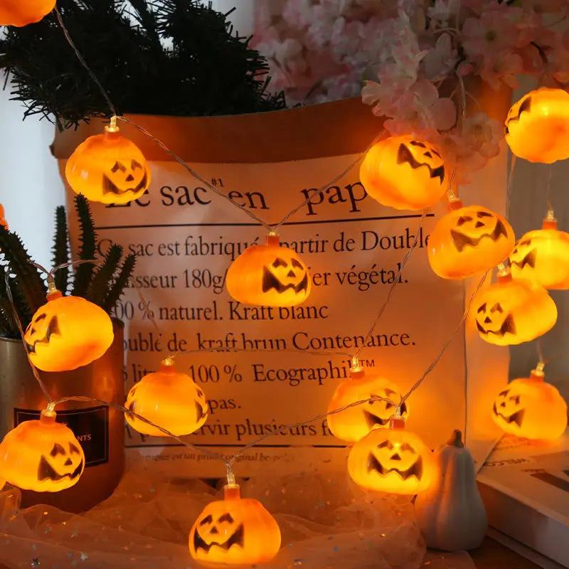 1.5M 3M warm white pumpkin light string LED Halloween lights Battery powered festive decorative lights