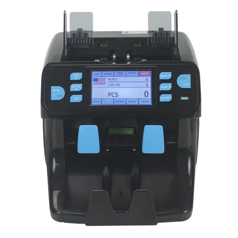 XD-450X Touch Panel Screen TFT display 2 pockets Value Counter Fake Notes Discriminator  High Precision Money Counting Machine